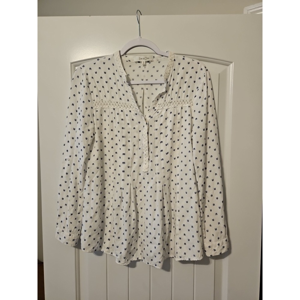 Eden &‎ Olivia long sleeve Blouse Womens Medium Boho Peasant Embroidered V-neck